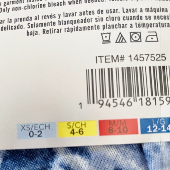 NEW Lucky Brand 4 Pc Pajama Set Tee Tank Shorts Pants NWT S 4-6 Blue Tie Dye - Picture 4 of 5